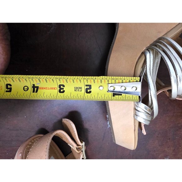 Steve Madden Gold & Nude Strappy Wedge Sandals With Buckle Closure Size 7.5 - Picture 10 of 13